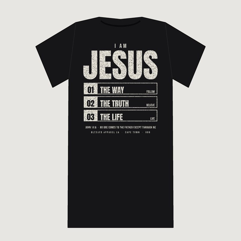 Jesus the Way, the Truth and the Life Back Print Tee, Christian t-shirt shown from the back from Blessed Apparel SA