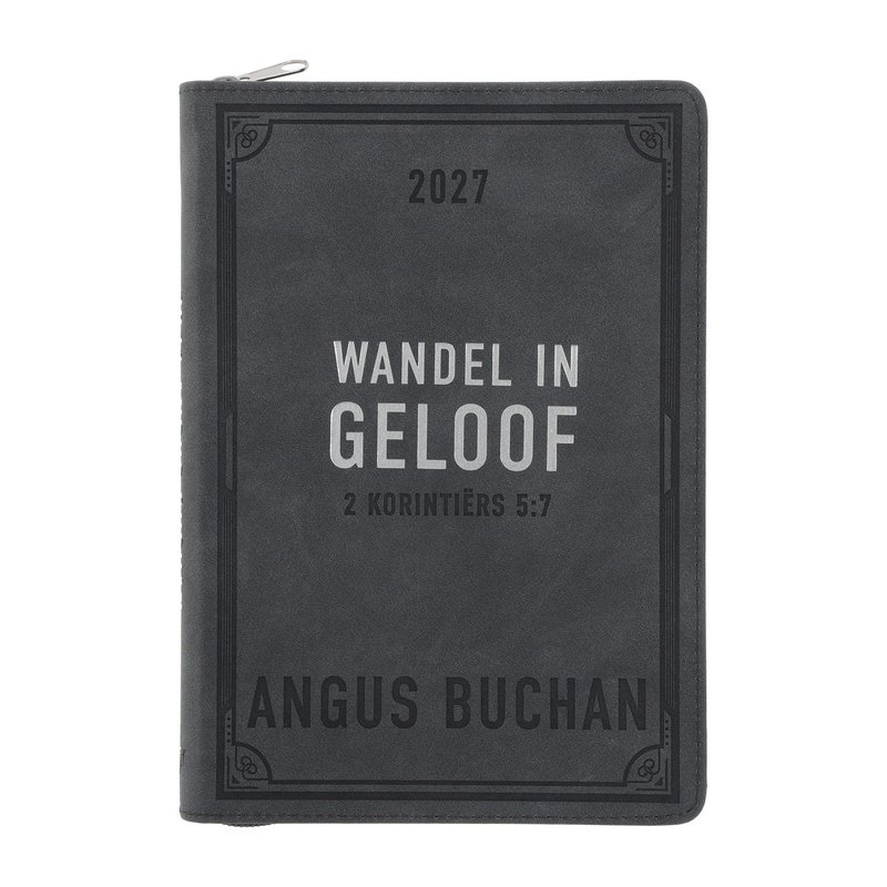 2027 Angus Buchan Dagboek: Wandel in Geloof, Kunsleer met Rits (Afrikaans), Christian journal & diary from Blessed Apparel SA