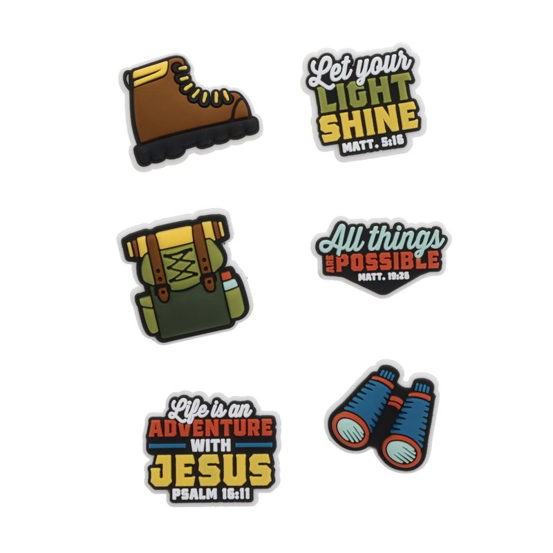 Adventure with Jesus Shoe Charm Set of 6, Christian kids gift from Blessed Apparel SA