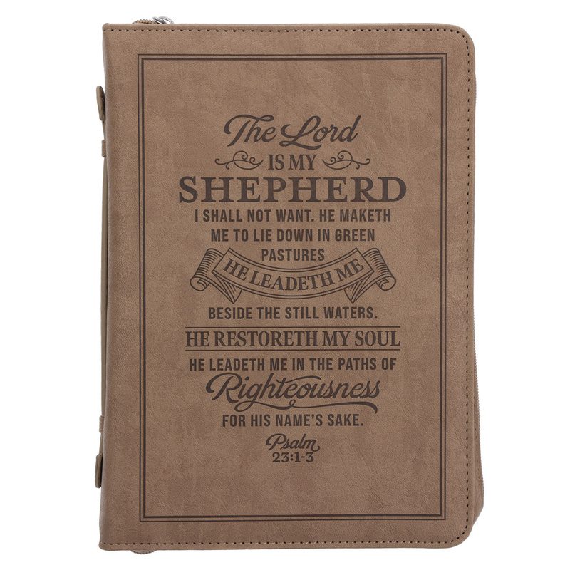 The Lord Is My Shepherd Faux Leather Bible Bag, Brown (Psalm 23), Christian books & Bibles from Blessed Apparel SA