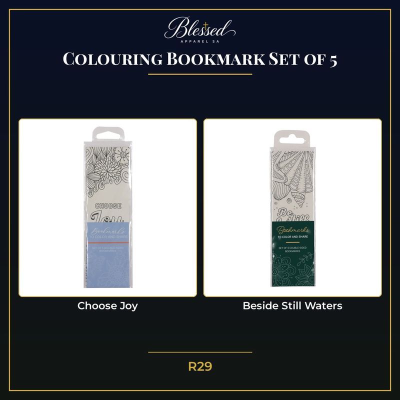 Colouring Bookmark Set of 5, Christian faith accessory from Blessed Apparel SA
