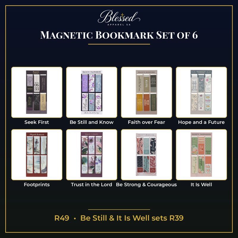 Magnetic Bookmark Set of 6, Christian faith accessory from Blessed Apparel SA