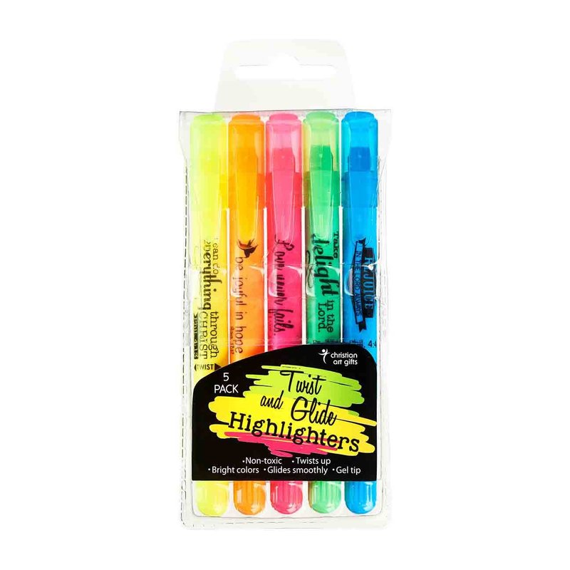 Twist & Glide Bible Highlighters, Set of 5, Christian journal & diary from Blessed Apparel SA
