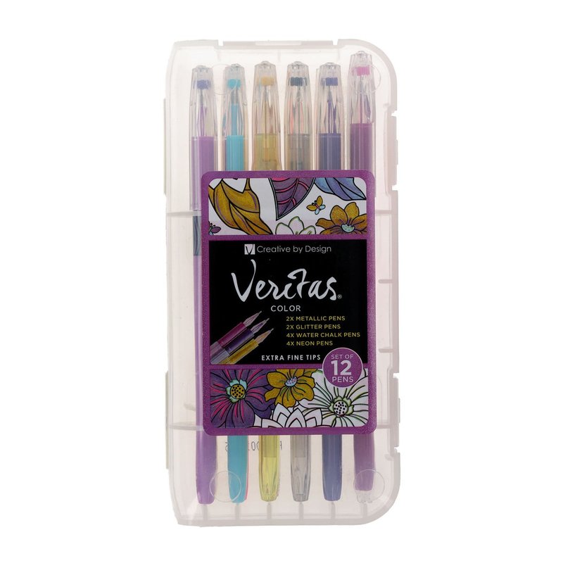 Veritas 12-Piece Colouring Pen Set, Christian journal & diary from Blessed Apparel SA
