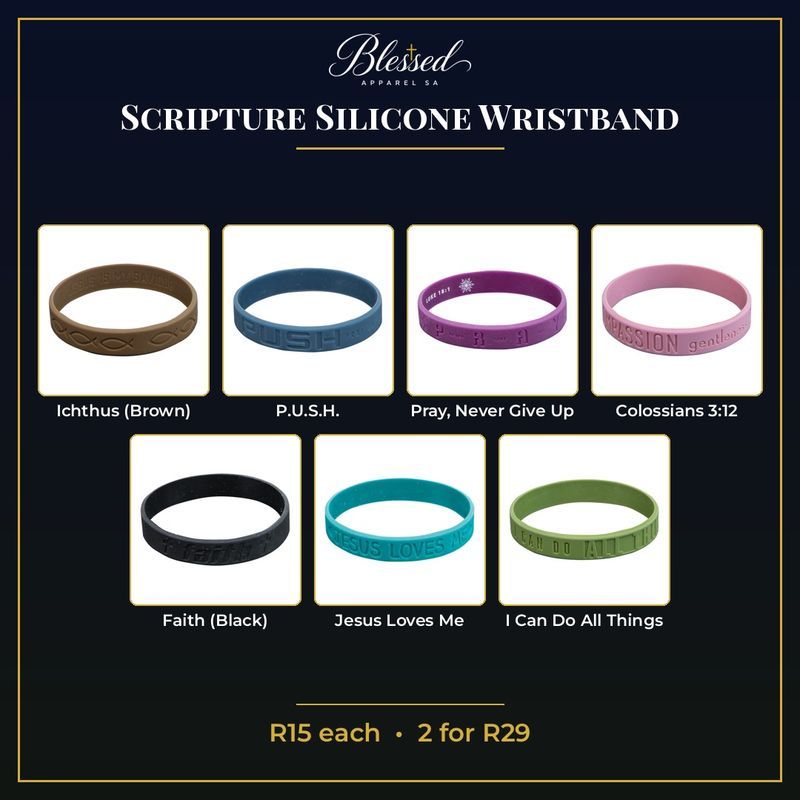 Scripture Silicone Wristband, Christian faith accessory from Blessed Apparel SA