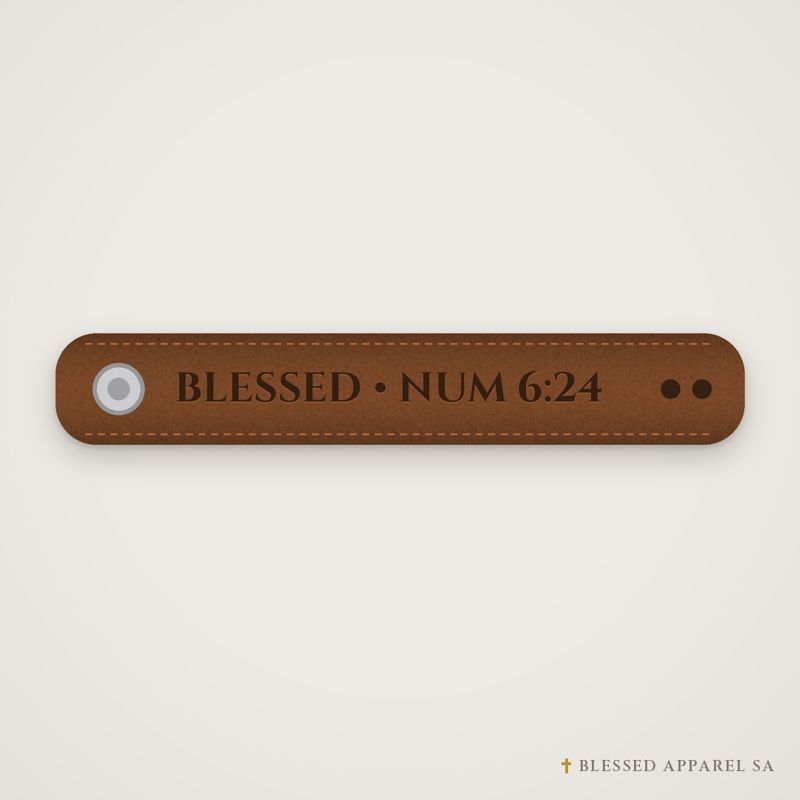 Engraved Leather Wristband: Blessed (Numbers 6:24), Christian faith accessory from Blessed Apparel SA